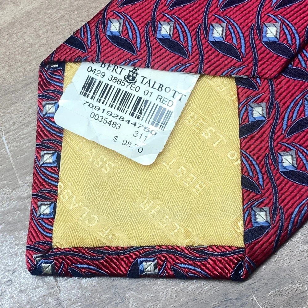 VTG Robert Talbott Tie Mens Best of Class Red Floral Silk USA NEW